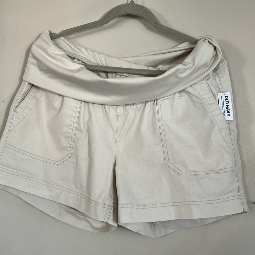 Old Navy Cream High Waist Shorts Textured Fabric